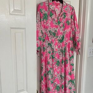 Lilly Pulitzer Pink and Green Floral Long Sleeve Dress